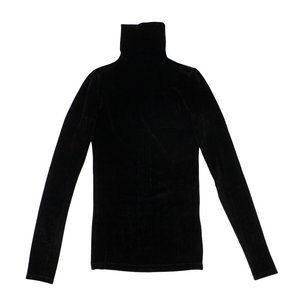 UNRAVEL PROJECT Black Velour Mock Neck Long Sleeve Top Size S $475